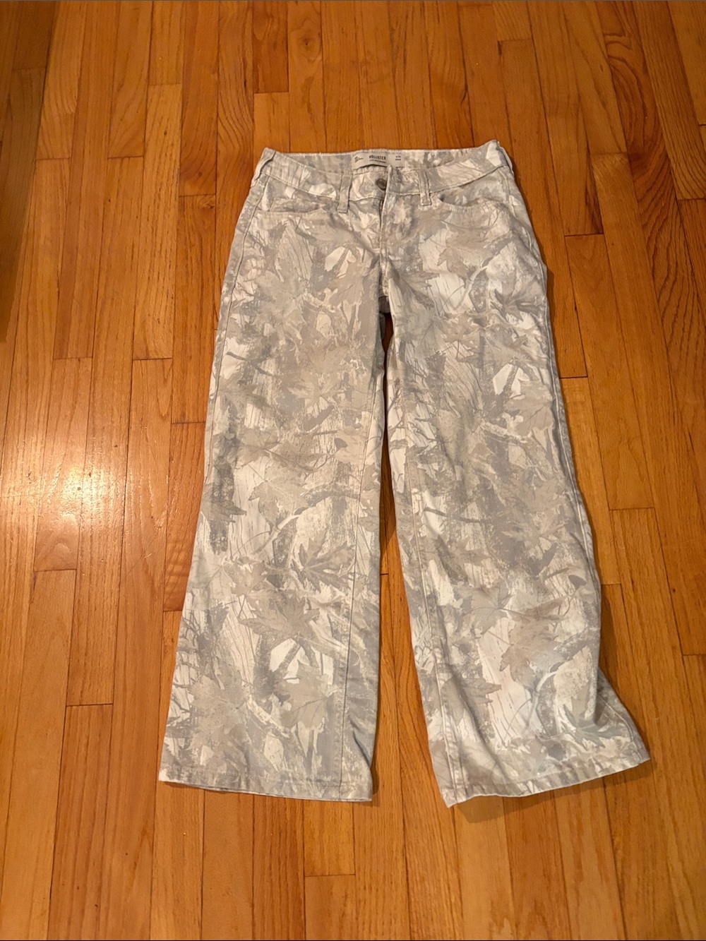 Hollister Gray & Cream Wide-Leg Patterned Pants Size 00 W24 Short